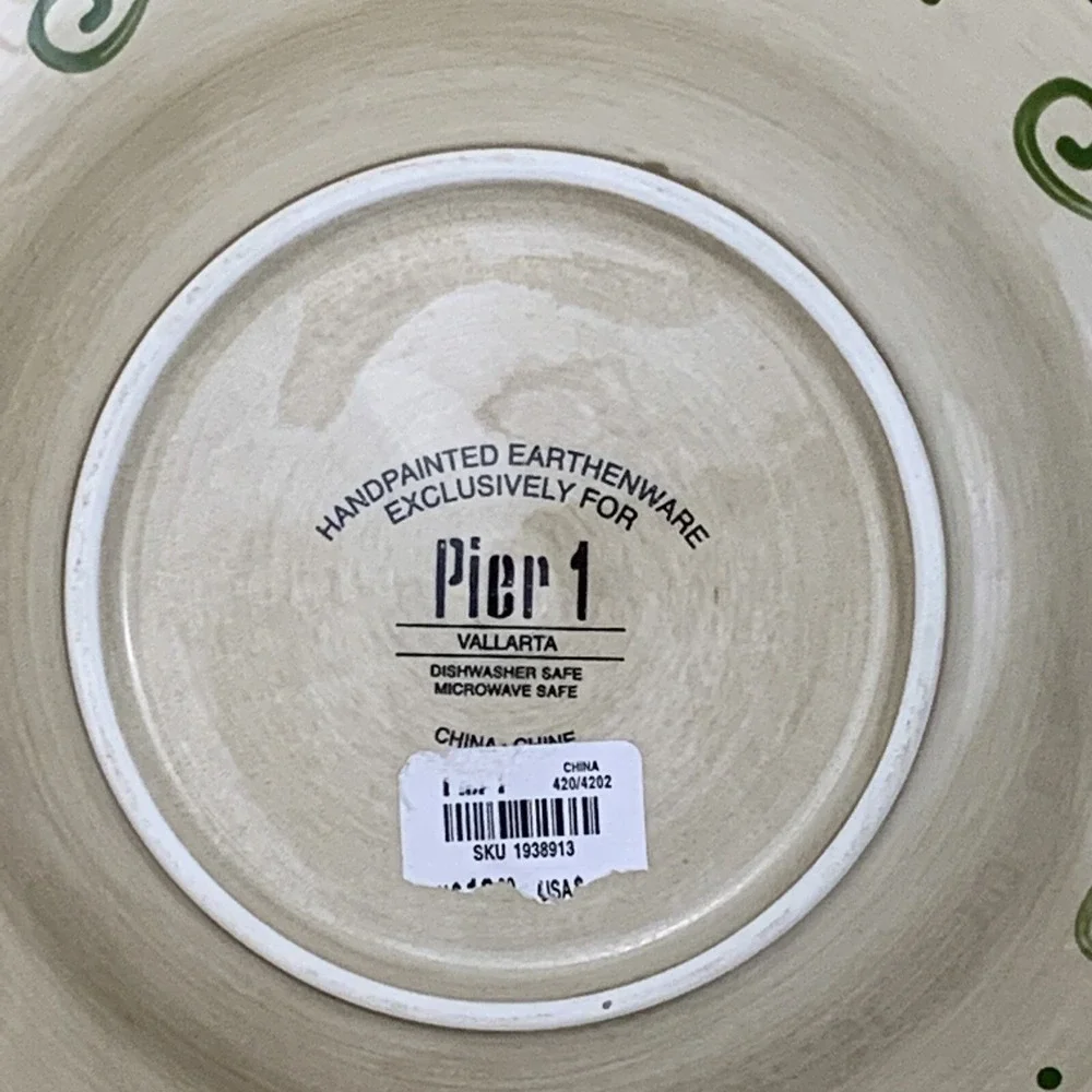 Pier 1 Vallarta Salad Bread Plates Handpainted Earthenware Floral Boho Set/2